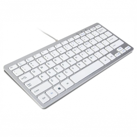 Wired Ultra-Slim Keyboard Compatible with Mac and Windows French AZERTY English QWERTY - Silver