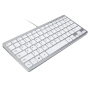 Clavier Filaire Ultra Slim Compatible avec Mac et Windows Anglais QWERTY + Francais AZERTY - Argent