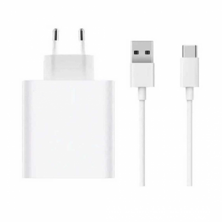 Chargeur Rapide, Adaptateur Secteur - Kit Chargeur Xiaomi HyperCharge Combo USB Avec Câble Type-C 67 W Blanc BHR9465EU, prix de 