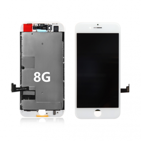 Ecran iPhone 8/SE 2020/SE 2022 Blanc + Plaque métal + Joint Adhésif (OEM) Alternative d'origine