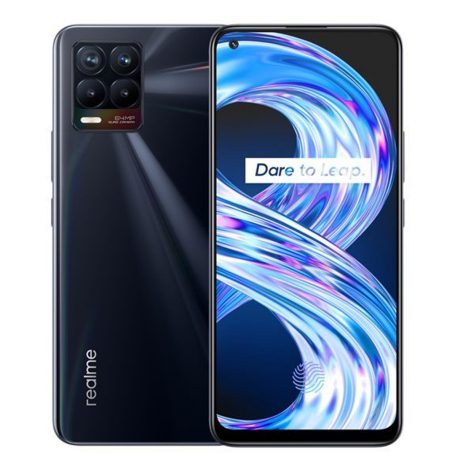 Realme 8 6+128 Go - Cyber Noir - Grade A avec Boîte et Accesoires