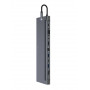11 in 1 Hub - Devia Leopard Series - Fast Charging Multiport Type C and Simultaneous Support - Metallic Gray