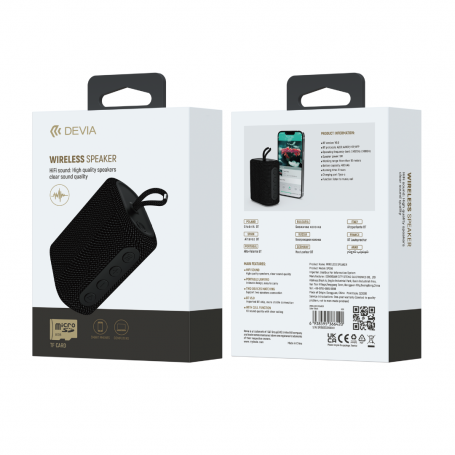 Bluetooth Speaker with Strap - Devia Kintone Series (O-A2) - Black