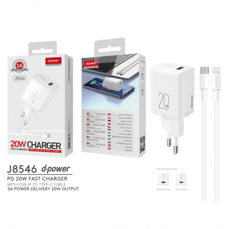 Charger kit Type-C / IP 20W PD - D-power J8546 - White