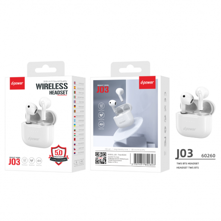Écouteurs Bluetooth - D-power J03 - Blanc