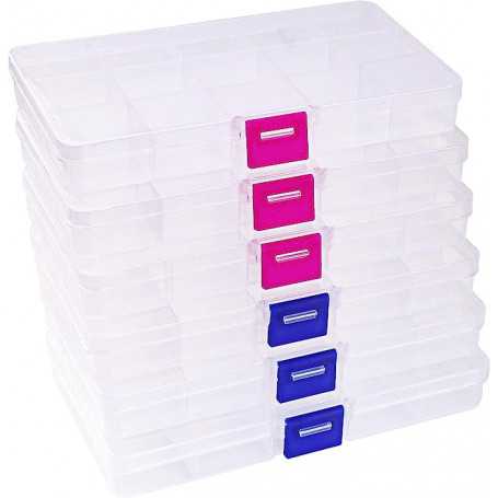 Boîte de rangement en plastique avec 15 compartiments pour bijoux et petits objets(Reconditionné)