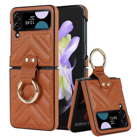 Protective Case - Samsung Galaxy Z Flip 4 - Brown Quilted Effect