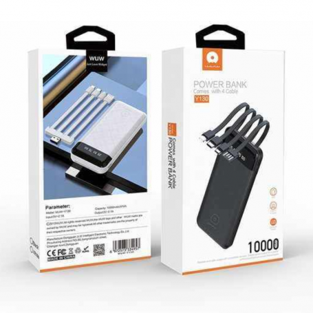 Power Bank WUW-Y130 10000mAh Black with 4 Output Cables