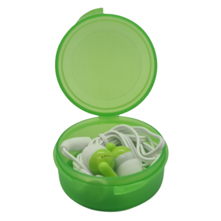 Ecouteurs Filaires Jack 3.5mm - Pixika - Intra Auriculaire + Boîte de Rangement - Vert