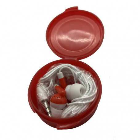 Ecouteurs Filaires Jack 3.5mm - Pixika - Intra Auriculaire + Boîte de Rangement - Rouge