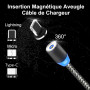 Câble de Données USB Magnétique Solide en Nylon de Charge Rapide Tressé pour iPhone/Android/Type-C