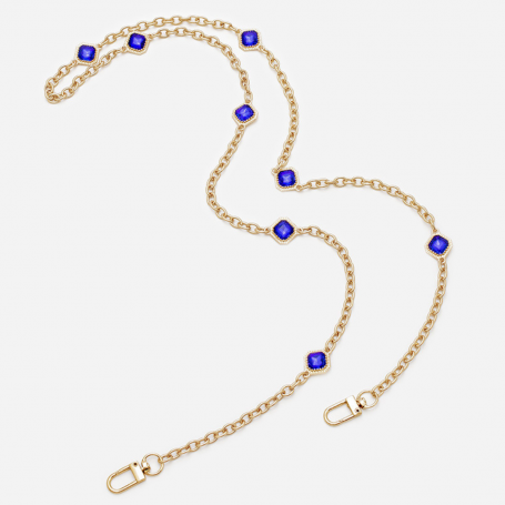 Collier de Coque de Téléphone en Maille Doré avec de Pierres Violettes - 112 CM.