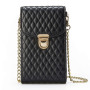 Mobile Phone Bag with Belt and Golden Clasps - Black