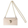 Cell Phone Bag Crocodile Effect with Belt and Gold Clasps - Beige