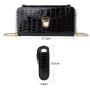 Mobile Phone Bag Crocodile Effect with Belt and Gold Clasps - Black
