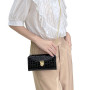 Mobile Phone Bag Crocodile Effect with Belt and Gold Clasps - Black