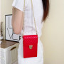 Cell Phone Bag with Belt and Gold Fasteners - Red