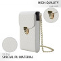 Cell Phone Bag with Belt and Gold Clasps - White