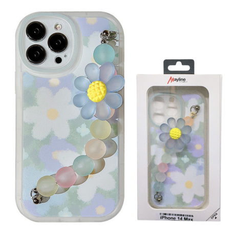 Coque de protection à motif fleurs délicats avec colliers en forme de fleurs (Mayline)