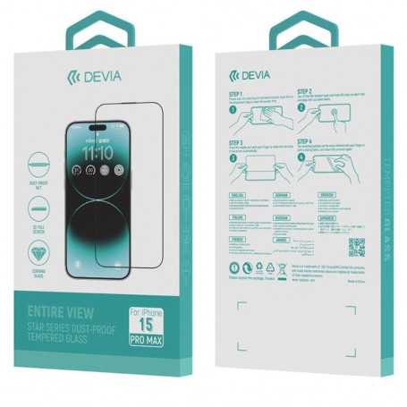 Tempered Glass Devia Star Dust-Proof Series for iPhone 15 Pro - Transparent