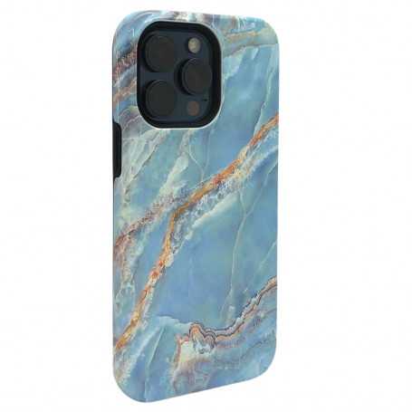 Coque de Protection en Double Marbrée pour iPhone - Bleu Océan (Mayline)