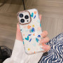 Coque de Protection Transparente avec Motifs Flower-06 pour iPhone - Fleurs Bleu Blanc (Mayline)