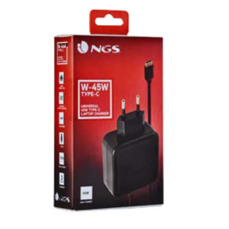 Chargeur Universel NGS 45 W Type-C  pour Ordinateur Portable - Noir