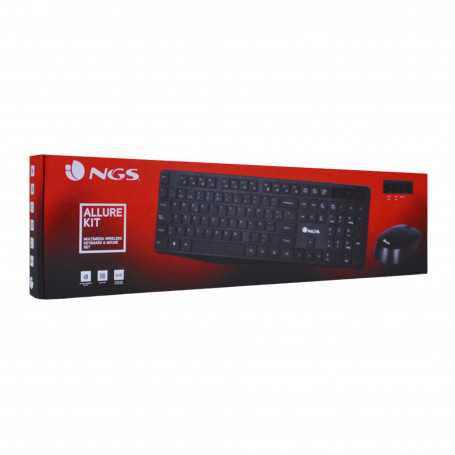 Ensemble Souris et Clavier Multimédia 2.4 GHz sans Fil Français AZERTY - NGS - Noir