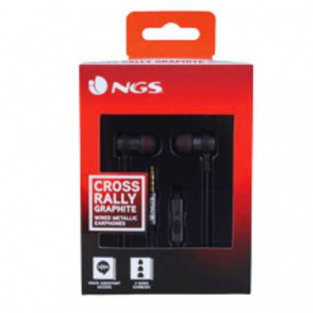 NGS Cross Rally Graphite Hands-Free Earphones, 3.5mm Jack - 1.2 M - Graphite