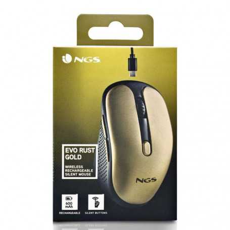 Souris Sans Fils NGS Evo Rust Gold Rechargeable Avec Boutons Silencieux - Dorée