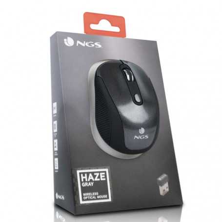 NGS Haze Grey 2.4 GHZ Wireless Optical Mouse with Nano Receiver - 800/1600 DPI - Grey