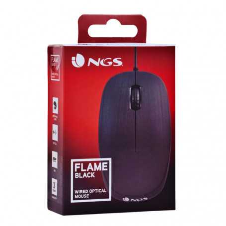 NGS Flame Wired Optical Mouse 1000 DPI Standard Size - Black