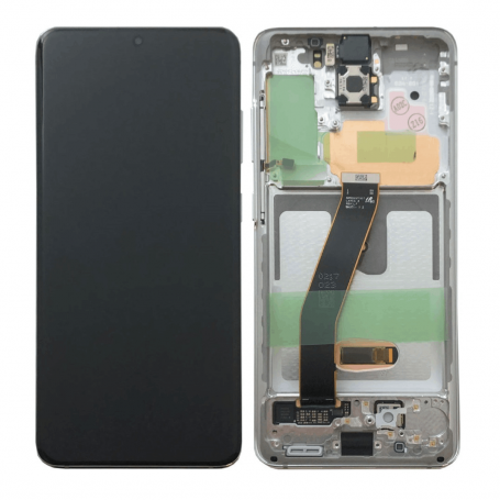 Samsung Galaxy S20 4G/5G (G980/G981) Silver Screen + Frame (OEM Soft Oled)