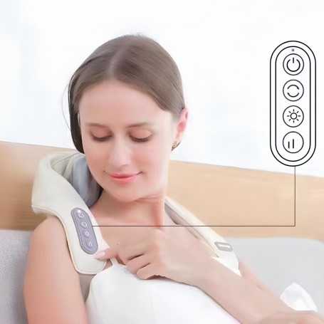 Châle de Massage Multifonctionnel, Masseur pour Épaules et Cou avec Compresse Chaude et Pétrissage - Gris