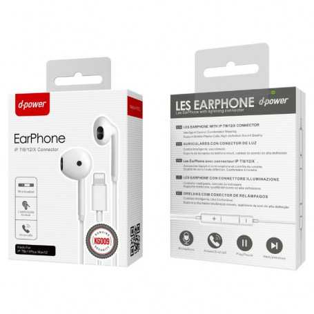 Type-C Hands-Free Kit Earphones - D-power K6009/C6009 - White