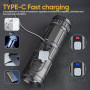 Ultra-Bright 30W Rechargeable Flashlight with 1.5 Km Range for Outdoor Security - Black