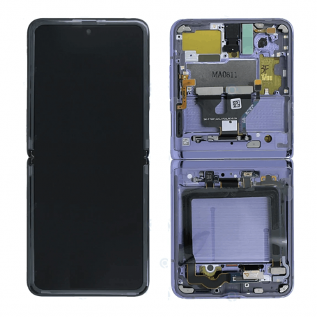 Ecran Samsung Galaxy Z Flip (F700F) Violet + Châssis (Service Pack)