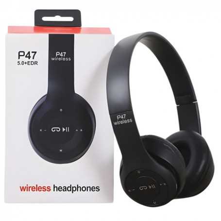 Profitez d'un Son Incomparable avec le Casque Stéréo Bluetooth P47 Noir