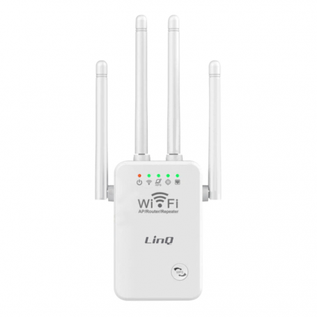Extendeur Wifi Sans fil Longue Portée 300Mbps 4 Antennes Réglables LinQ WLAN500 Blanc