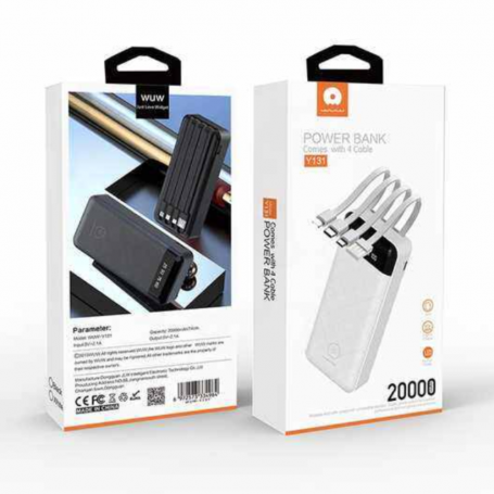 Power Bank WUW-Y131 20000mAh Black with 4 Output Cables