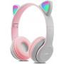 Helmet Stereo Bluetooth Multi-Function P47M with Earpiece Luminous - Grey and Pink