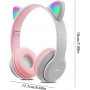 Casque Stéréo Bluetooth P47M avec Oreillette Lumineuse - Gris et Rose