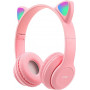 Casque Stéréo Bluetooth P47M - Oreillette Lumineuse Rose | Audio de Qualité