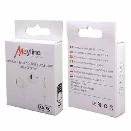 Earphones Hands-Free Kit Jack 3.5mm - White (Mayline)
