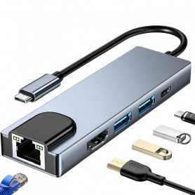 HUB Type C 5 in1 Type C to PD USB 3.0 - Grey