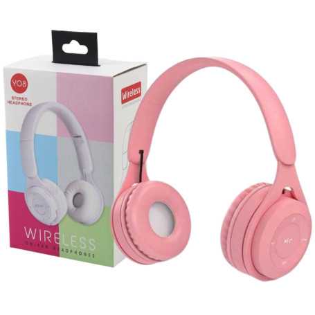 Bluetooth Over-Ear Headset Y08 - Pink