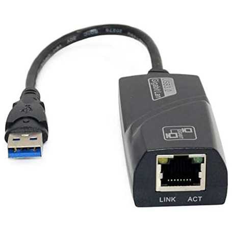 USB 3.0 wired network card adapter to RJ45, Gigabit Lan Ethernet, 10/100/1000Mbps, for laptop PC - Black