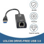 Adaptateur USB 3.0 vers RJ45, Lan Ethernet Gigabit, 10/100/1000Mbps - Noir