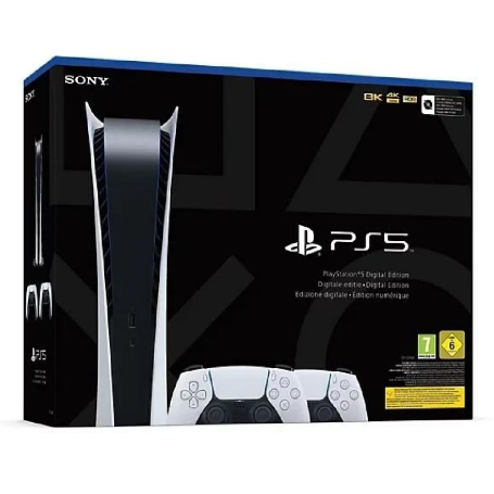 Console Sony PlayStation 5 - PS5 Slim Digital White Edition - 1 TB SSD - 4K/8K - HDR with 2 SONY Dualsense Wireless Controllers