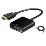 Adaptateur HDMI(HDTV) vers VGA avec Cable Audio - 25cm - Noir